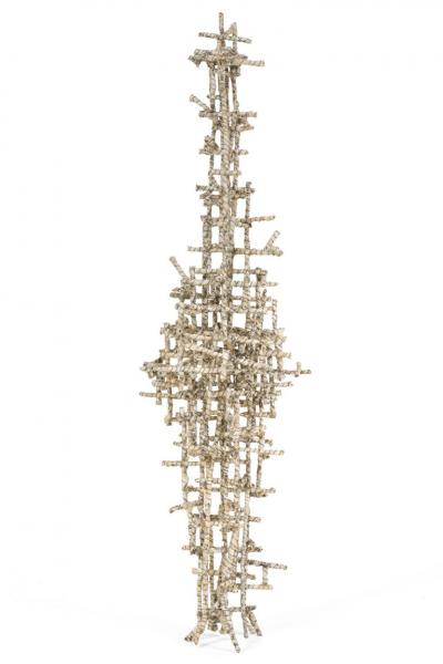 Paper Wrapped Wire Sculpture Primitive Cathedral by Matteo Naggi