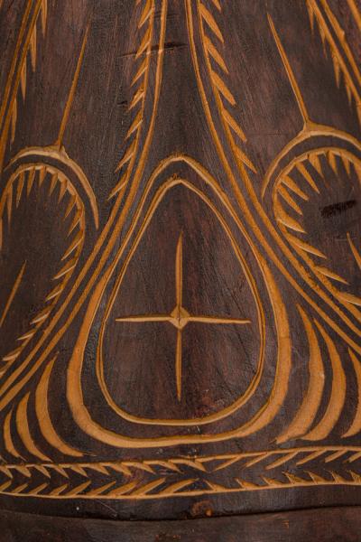 Papua New Guinean Carved Wood and Cowrie Shell Mask Figure