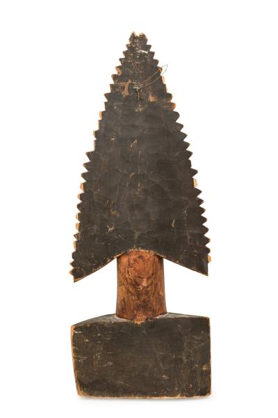 Papua New Guinean Carved Wood and Cowrie Shell Mask Figure
