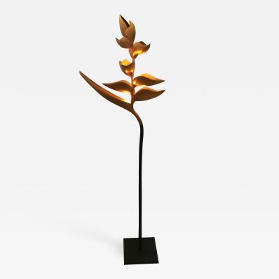 Paradise birds Floor Lamp Black and Gold Patinated Metal