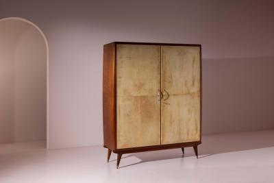 Parchment Clad Wardrobe Italian Manufacture 1950s