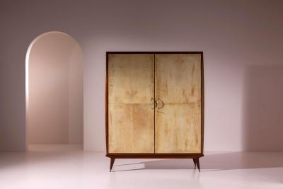 Parchment Clad Wardrobe Italian Manufacture 1950s