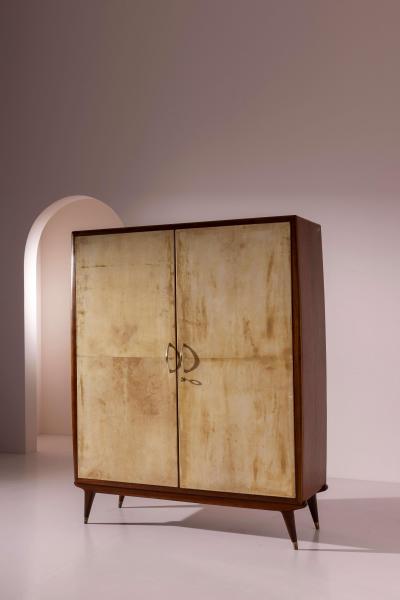 Parchment Clad Wardrobe Italian Manufacture 1950s