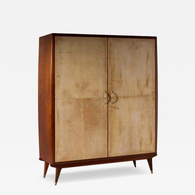 Parchment Clad Wardrobe Italian Manufacture 1950s