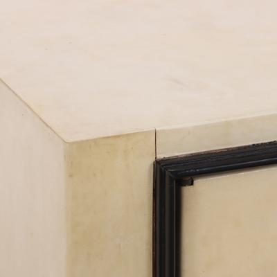 Parchment Covered Sideboard With Ebonized Trim C 1960