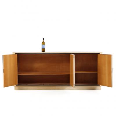 Parchment Covered Sideboard With Ebonized Trim C 1960
