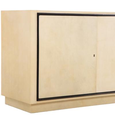Parchment Covered Sideboard With Ebonized Trim C 1960