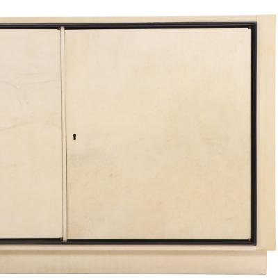 Parchment Covered Sideboard With Ebonized Trim C 1960