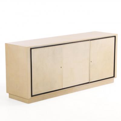 Parchment Covered Sideboard With Ebonized Trim C 1960