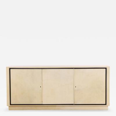 Parchment Covered Sideboard With Ebonized Trim C 1960