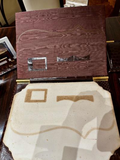Paris Crocodile Skin 7 Piece Desk Set French Art Deco Complete