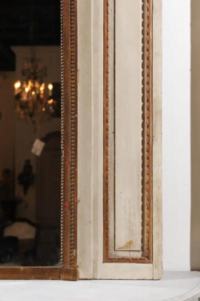 Parisian Louis XVI Style 1860s Trumeau Mirror with Painted Musical Instruments
