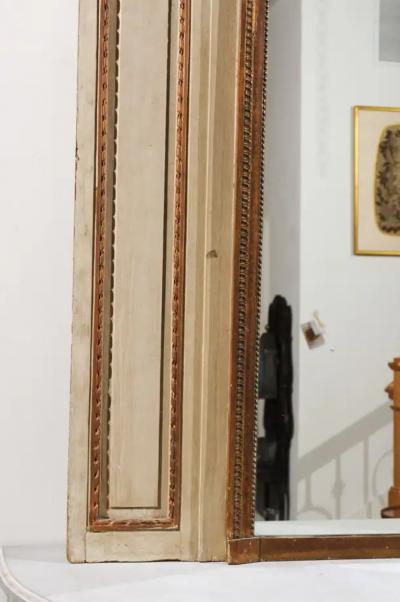 Parisian Louis XVI Style 1860s Trumeau Mirror with Painted Musical Instruments