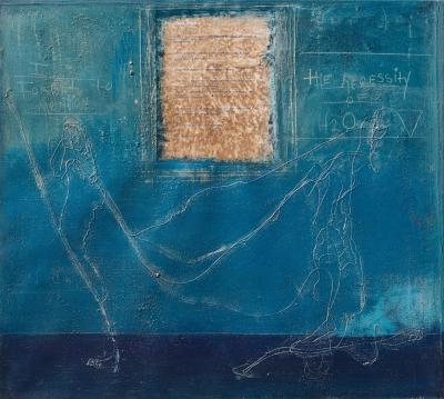 Parris Jaru A Drop in the Pond Poetry Painting with Inscriptions and Poem by the Artist