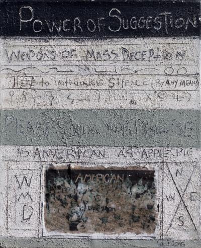 Parris Jaru Black and White Painting with Graffiti and Poetry on Thick Impasto