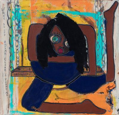 Parris Jaru The Skin Im In Expressionist Figurative Painting of a Young Woman