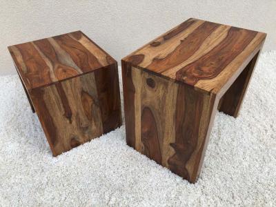 Parsons Midcentury Tiger Wood Exotic Striped Stacking Nesting Tables