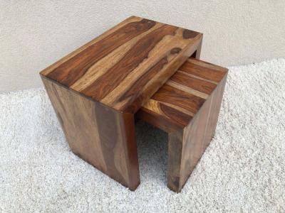 Parsons Midcentury Tiger Wood Exotic Striped Stacking Nesting Tables