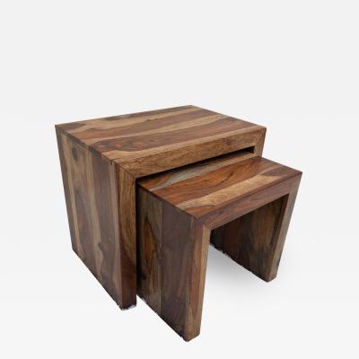 Parsons Midcentury Tiger Wood Exotic Striped Stacking Nesting Tables
