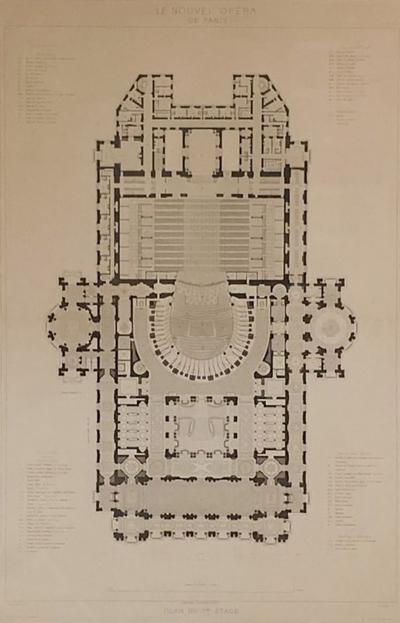 Part of the Plans for the Paris Opera House Published 1881 France