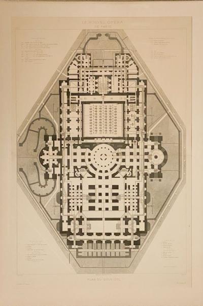 Part of the Plans for the Paris Opera House Published 1881 France