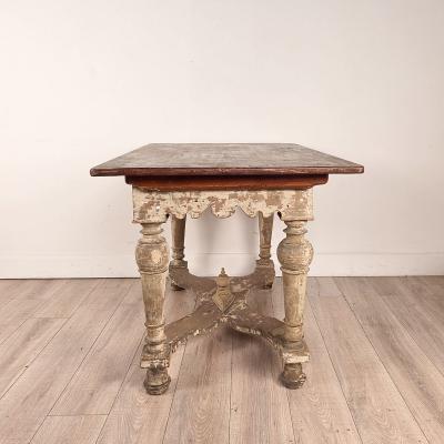 Partially Painted Kitchen Table with Reversible Top Sweden 19th century