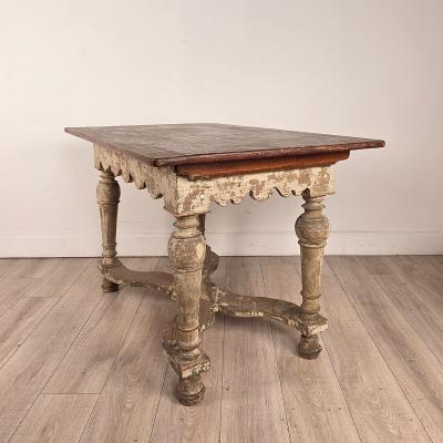Partially Painted Kitchen Table with Reversible Top Sweden 19th century