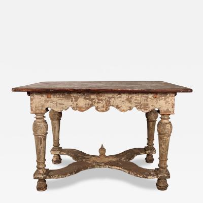 Partially Painted Kitchen Table with Reversible Top Sweden 19th century