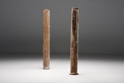 Partly Patinated Wooden Columns 19th Century