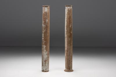 Partly Patinated Wooden Columns 19th Century
