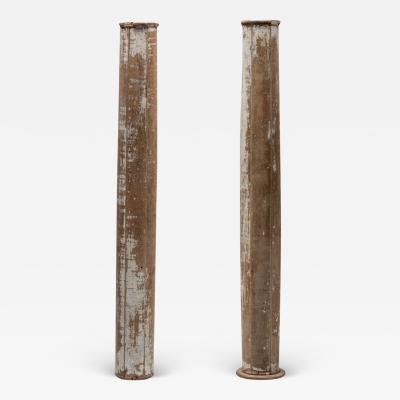 Partly Patinated Wooden Columns 19th Century