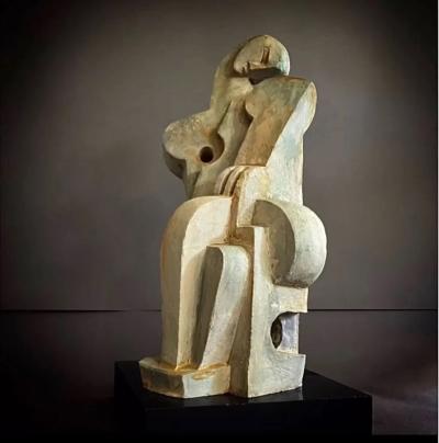 Pascal Jarrion Art Deco Style Cubist Bronze Sculpture by Pascal Jarrion