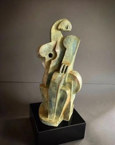 Pascal Jarrion Art Deco Style Cubist Bronze Sculpture by Pascal Jarrion