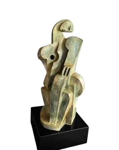 Pascal Jarrion Art Deco Style Cubist Bronze Sculpture by Pascal Jarrion