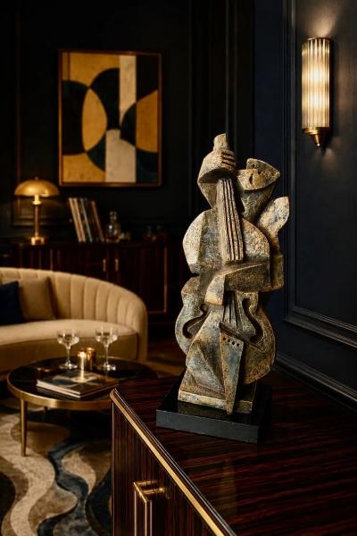 Pascal Jarrion Art Deco Style Cubist Ceramic Sculpture Smooth Night Rhythm by Pascal Jarrion