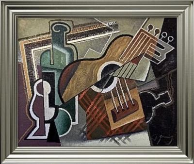 Pascal Jarrion Art Deco Style Cubist Oil Painting Fractured by Pascal Jarrion