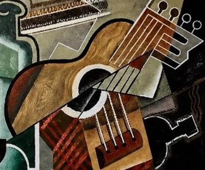 Pascal Jarrion Art Deco Style Cubist Oil Painting Fractured by Pascal Jarrion