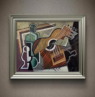 Pascal Jarrion Art Deco Style Cubist Oil Painting Fractured by Pascal Jarrion