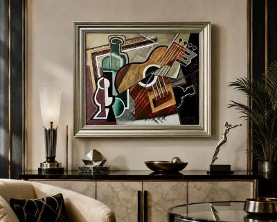 Pascal Jarrion Art Deco Style Cubist Oil Painting Fractured by Pascal Jarrion