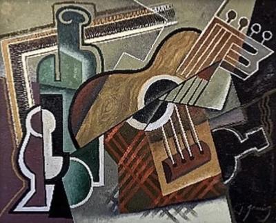 Pascal Jarrion Art Deco Style Cubist Oil Painting Fractured by Pascal Jarrion