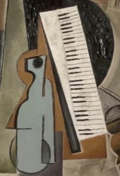 Pascal Jarrion Art Deco Style Cubist Oil Painting Le Piano by Pascal Jarrion