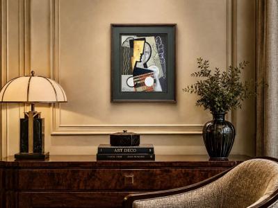 Pascal Jarrion Art Deco Style Cubist Oil Painting Shadow by Pascal Jarrion