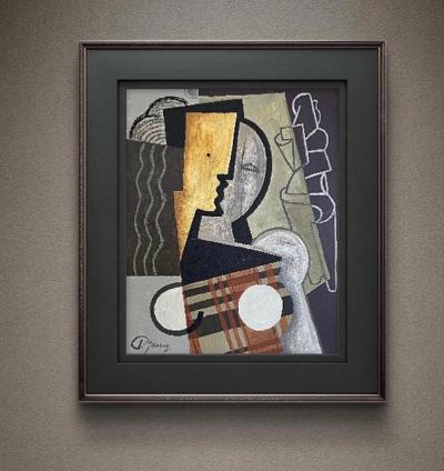 Pascal Jarrion Art Deco Style Cubist Oil Painting Shadow by Pascal Jarrion