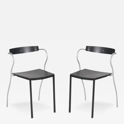 Pascal Mourgue Pair of Black Pascal Mourgue for Artelano Rio Side or Dining Chairs France 1990s
