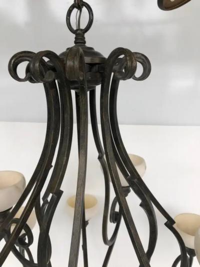 Pasquale Miranda for Feiss Iron and Alabaster Chandelier 20th Century