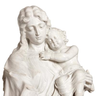 Pasquale Romanelli Romanelli Large Carrara marble group of Virgin Child and The Baptist signed P Romanelli