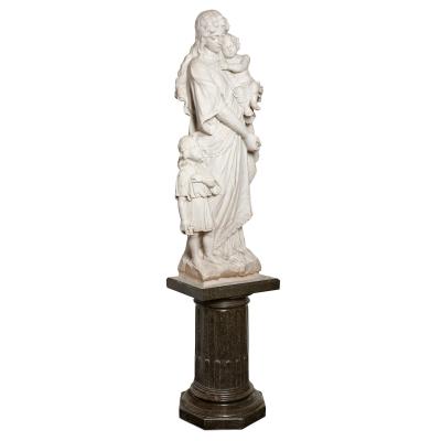 Pasquale Romanelli Romanelli Large Carrara marble group of Virgin Child and The Baptist signed P Romanelli