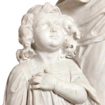 Pasquale Romanelli Romanelli Large Carrara marble group of Virgin Child and The Baptist signed P Romanelli