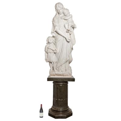 Pasquale Romanelli Romanelli Large Carrara marble group of Virgin Child and The Baptist signed P Romanelli