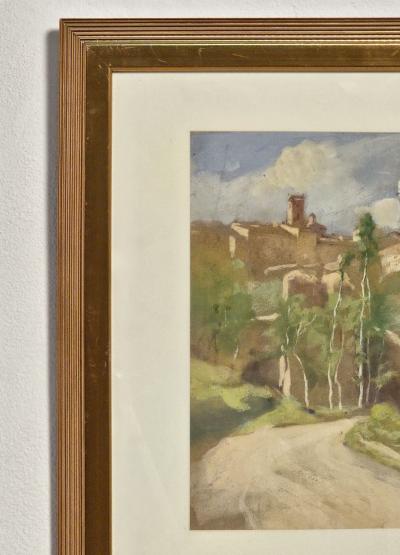 Pastel of an Italian Village by George Haushalter